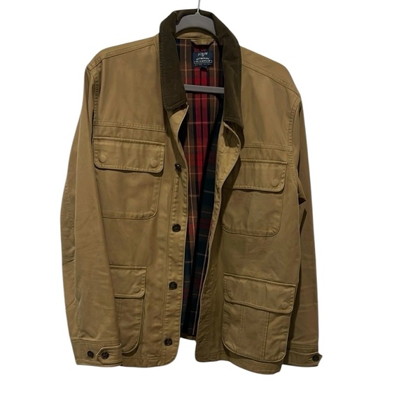 J.Crew Factory men’s brown button down chore jacket flannel lined size Large - Picture 2 of 10
